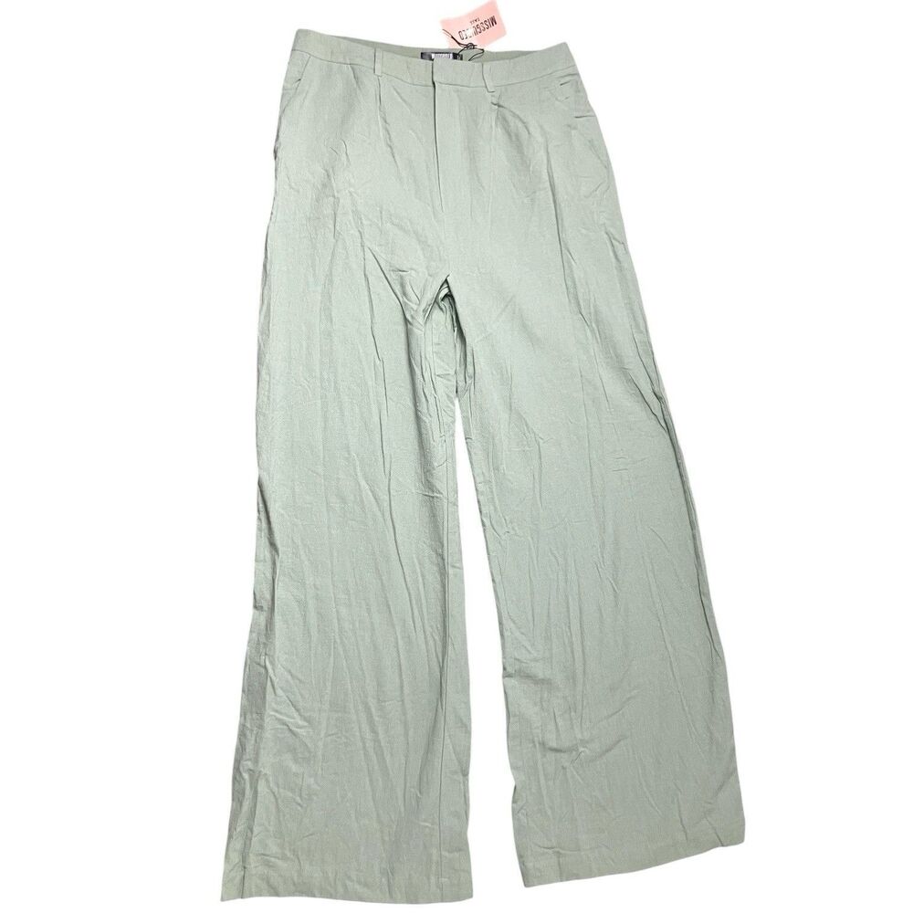 Misguided Pants Womens 8 Tall‎ Pastel Green Cotton Wide Leg Lightweight Spring - Picture 2 of 12